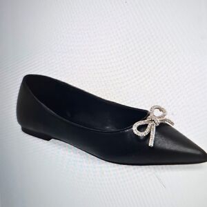 NWT Abound Gorgi Black Flat W Crystal Embellished Bow Size 7